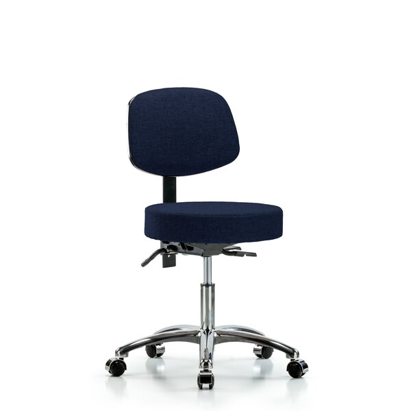 Desk Stool, Fabric, Bk Chrm, Tilt, Cast, Nav