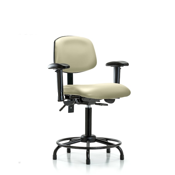 Bench Chair, Vinyl, RT, AA, Glides, Wht, 6-Way Adjustable, 22" to 29" Height, Adobe White