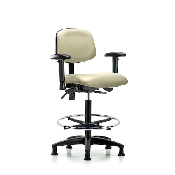 Chair, Poly, Med Bench, Chrome Tilt CF Cast, 6-Way Adjustable, 26" to 35" Height, Adobe White