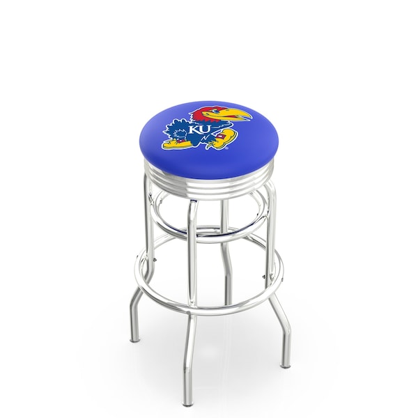 25" Chrome 2-Ring Kansas Swivel Bar Stool, Accent Ring