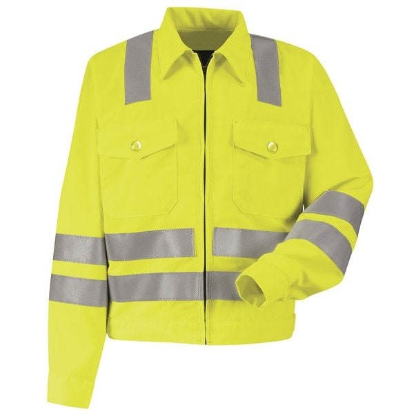 Hi-Vis Jacket, 100% Polyester, Fluorescent Yellow/Green, 2XL