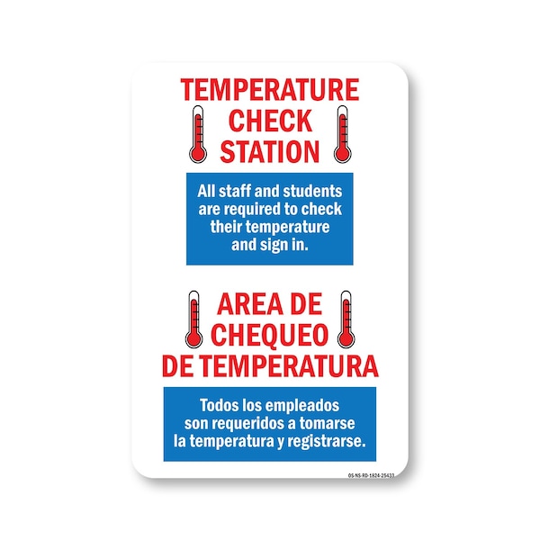 PSA, Temperature Check Station Spanish, 24in X 18in Peel And Stick Wall Graphic, OS-NS-RD-1824-25433