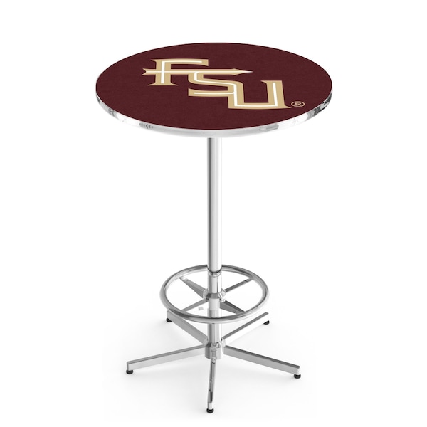 42" Chrome Florida State (Script) Pub Table, 36" dia. Top