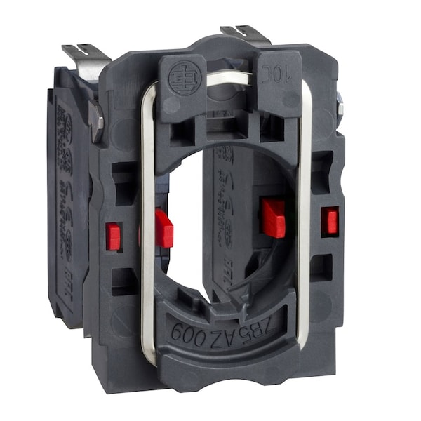 Harmony complete body/contact, body for push buttons or selector switches, XB6, single contact block with body/fixing collar 2NC faston connector