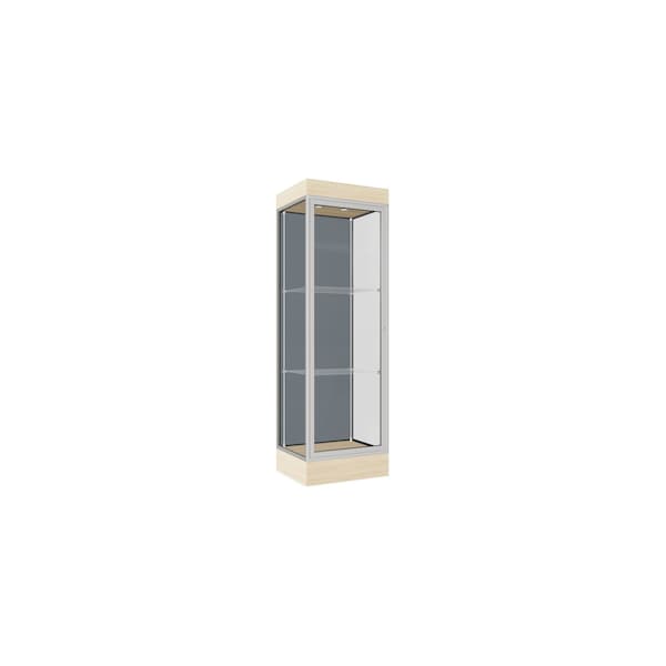 Lighted Floor Display Case 24x76x20, 6" Base, Satin