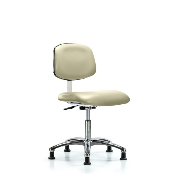 Clean Room Chair Desk Chair, Vin, Chrm, Glides, Wht, CLass 10, 18" to 23" Height, Vinyl, Adobe White
