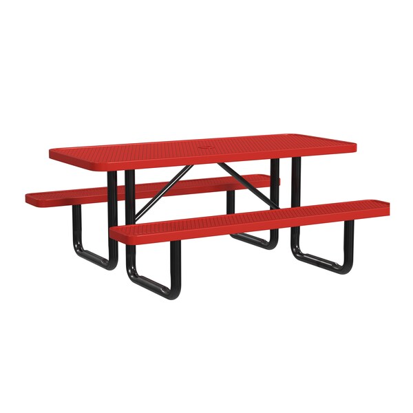 Rectangle Portable Picnic Table, Red, 6 ft L