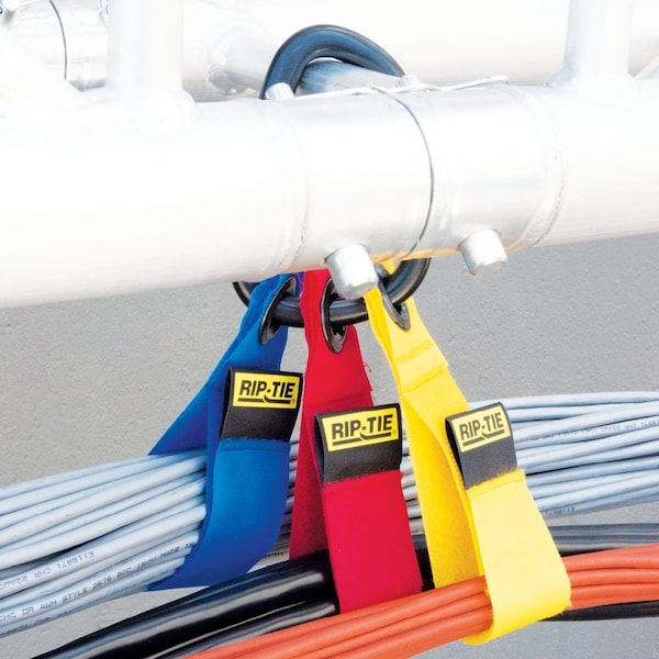 Cable Tie Strap, 12 in L, 3 in Max Bundle Dia., Yellow, Nylon, 90 lb Strength, 4 PK