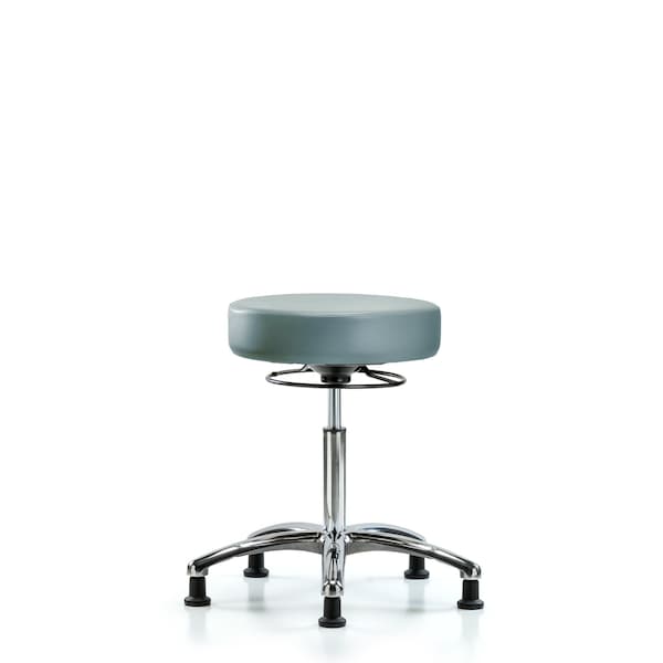 Vinyl Stool, Chrome, Med Bench, Glides, Storm