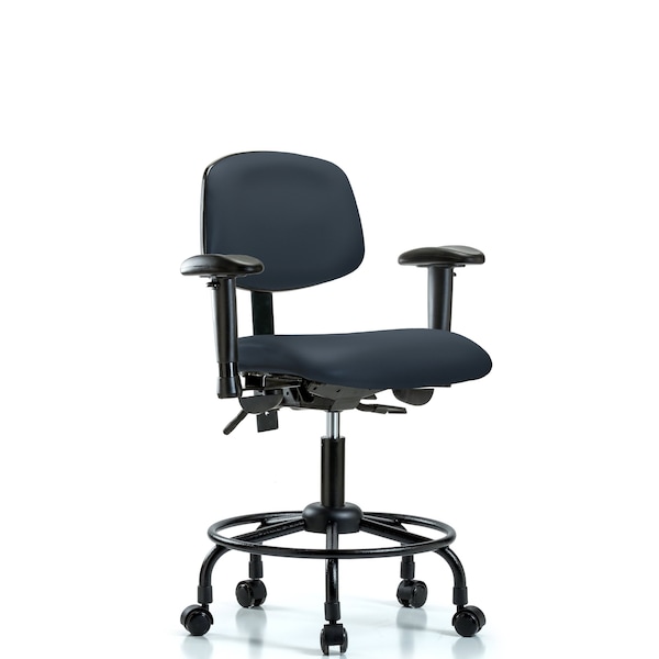 Desk Chair Desk Chair, RT AA, Casters Vinyl, Nav, Adjustable Arms, 21" to 26" Height, Vinyl
