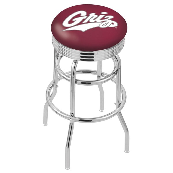 25" Chrome 2-Ring Montana Swivel Bar Stool, Accent Ring
