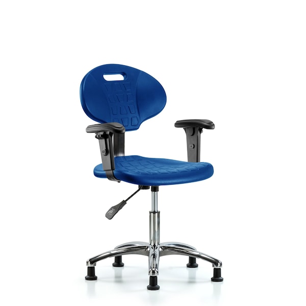 Erie Poly Chair Chrome, Desk, Arms, Glides, Blue