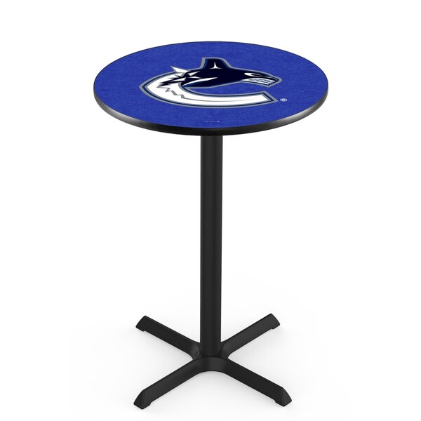 42" Blk Wrinkle Vancouver Canucks Pub Table, 36" dia. Top