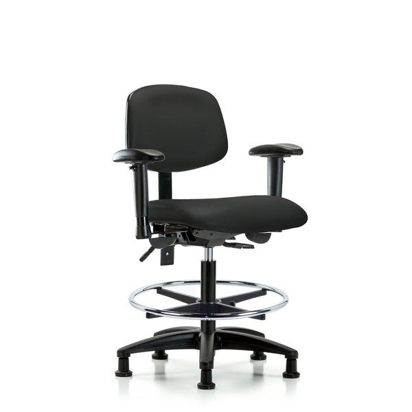 Chair, Vinyl, Med Bench, AA CF Glides, Blk, 6-Way Adjustable, 22" to 29" Height, Black