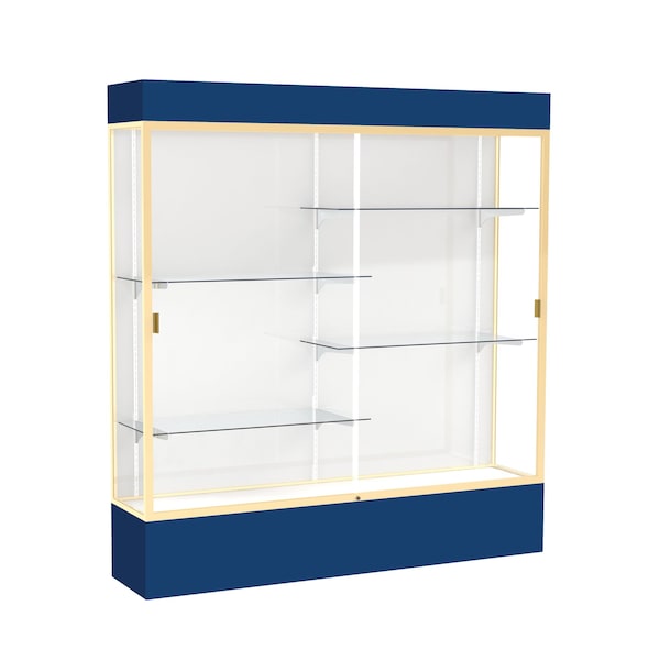 Lighted Floor Display Case 72x80x16, White, Champange