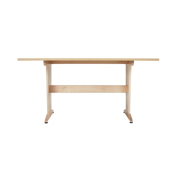 Rectangle Pedestal Table, 72" W, 86" L, 36" H, HPL Top, Natural Birch
