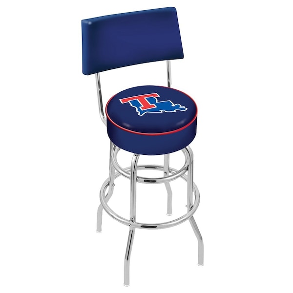 25" Chrome 2-Ring Louisiana Tech Swivel Bar Stool, Back