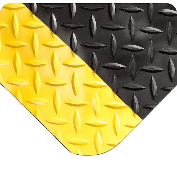 Antifatigue Mat, 10 ft. L x 2 ft. W, Black/Yellow