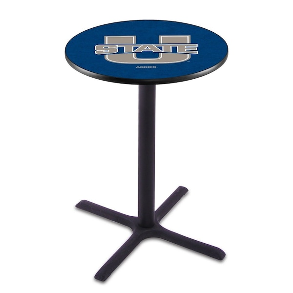 42" Blk Wrinkle Utah State Pub Table, 36" dia. Top