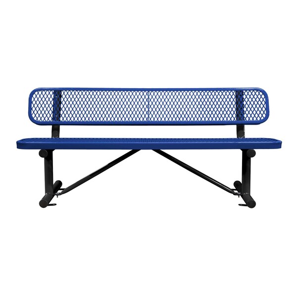 Bench/Back, Surface Mount, 6ft., Navy