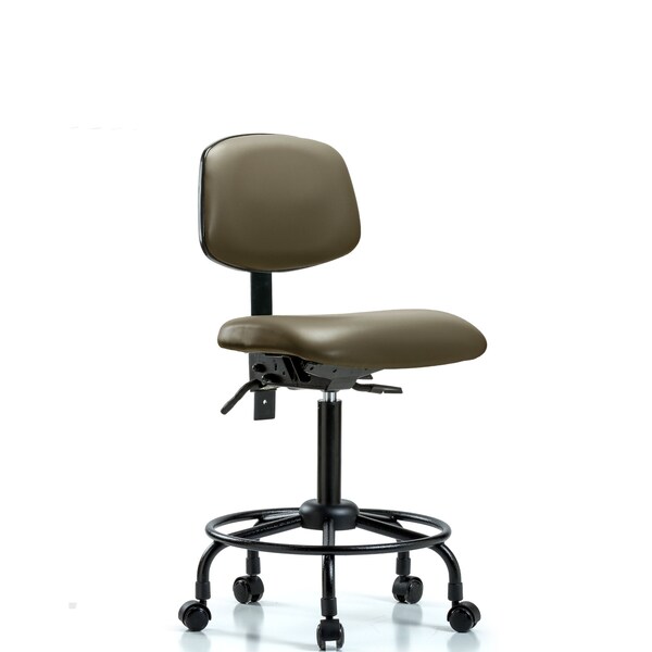 Vinyl Chair, Med Bench, Round Tube Base, Casters, Taupe