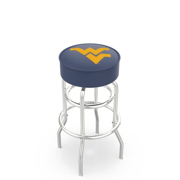 25" West Virginia Cushion Seat, 2-Ring Chrome Swivel Bar Stool