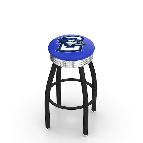 25" Blk Wrinkle Creighton Swivel Bar Stool, Chrome Ring