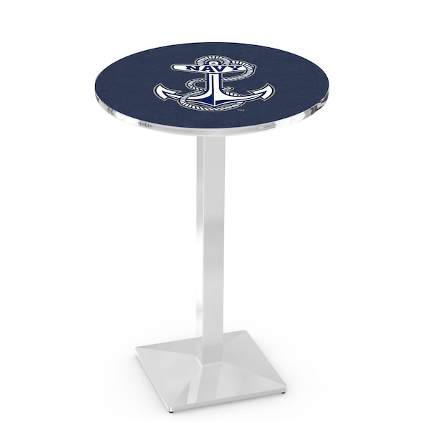 42" Chrome US Naval Academy NAVY Pub Table, 36" dia. Top