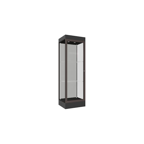 Lighted Floor Display Case 24x76x20, 6" Base, Bronze