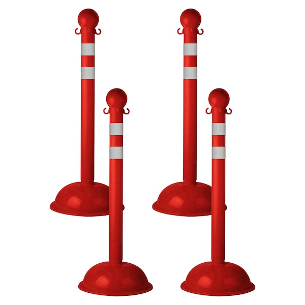 Red Reflective Heavy Duty Stanchion (4-Pack)