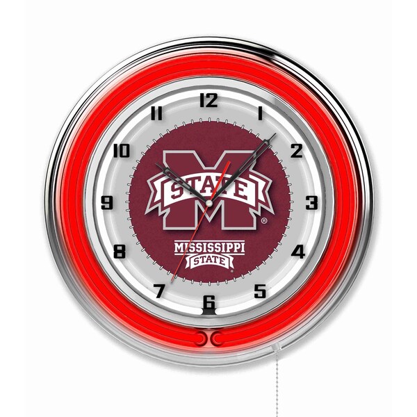 Mississippi State University Double Neon 19" Clock