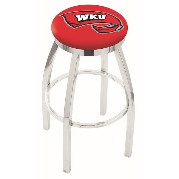 25" Chrome Western Kentucky Swivel Bar Stool, Accent Ring