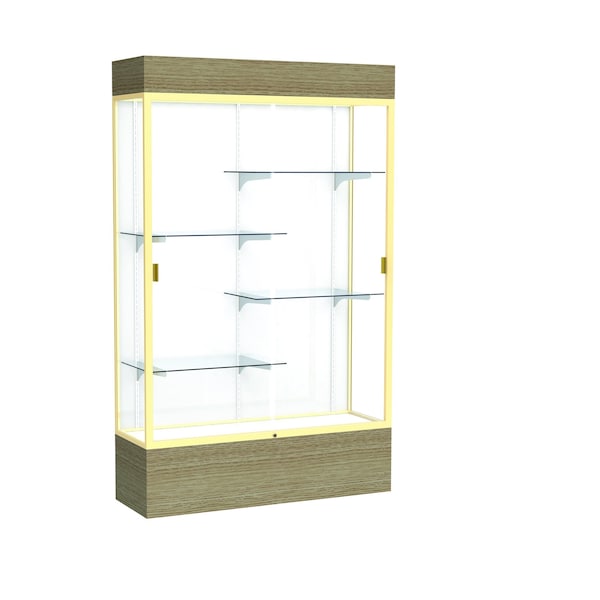 Reliant Lighted Floor Case, White, Champagne, 48"Wx80"Hx16"D