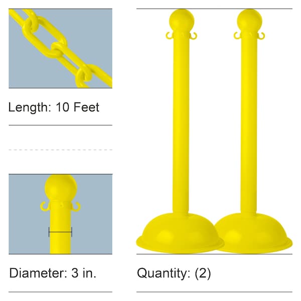 Yellow Heavy Duty Stanchion & Chain Kit (2-Pack)
