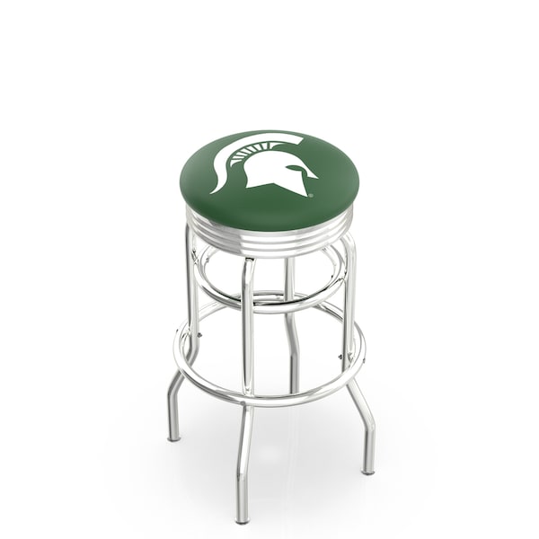 25" Chrome 2-Ring Michigan State Swivel Bar Stool, Accent Ring