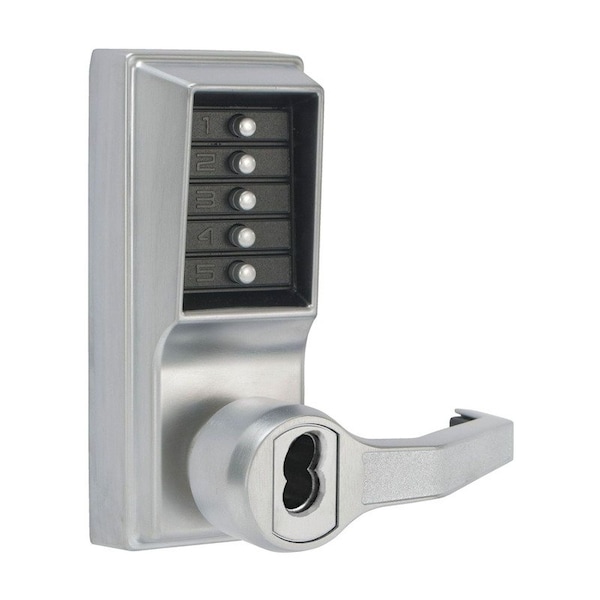 Kaba Right Hand Mechanical Pushbutton Lever Lock Combination; Privacy; and Key Override;