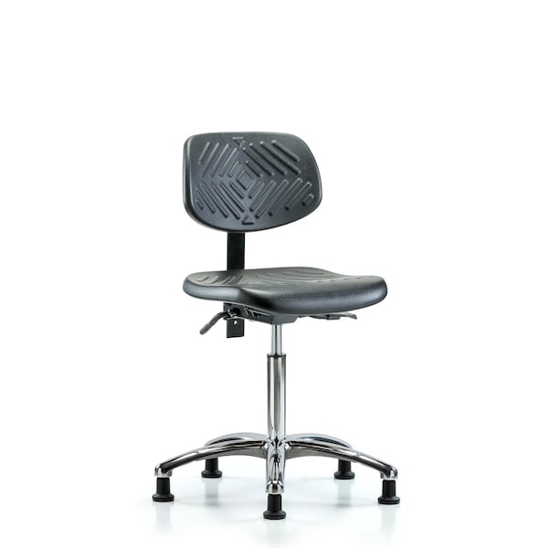 Chair, Poly, Med Bench, Chrome Glides, No Arms, 19-1/2" to 27-1/2" Height, Black; Blue