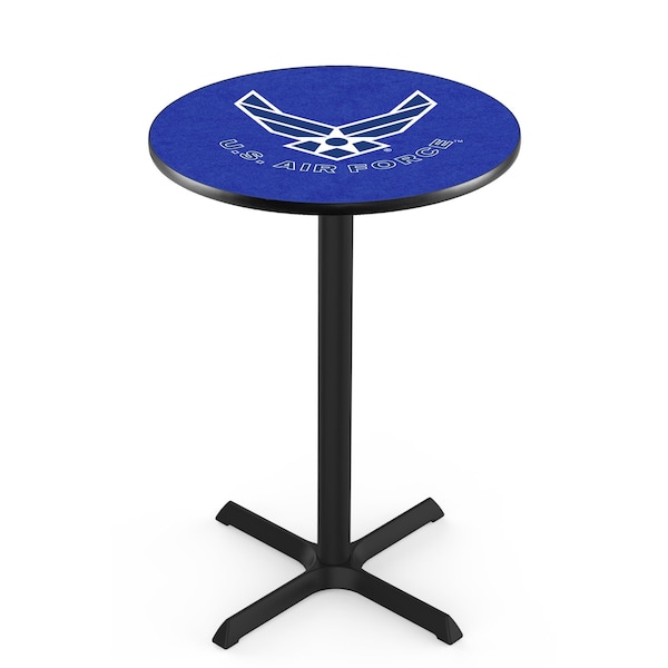 42" Blk Wrinkle U.S. Air Force Pub Table, 36" dia. Top