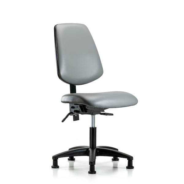 Vinyl Chair, Desk, Med Back, Tilt, Glides, Sterling