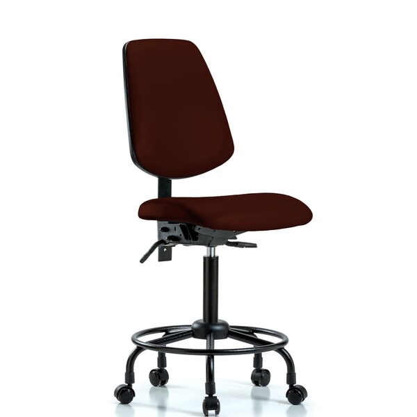Medium Bench Chair No Arms, 23" to 31" Height, Vinyl, Burgundy