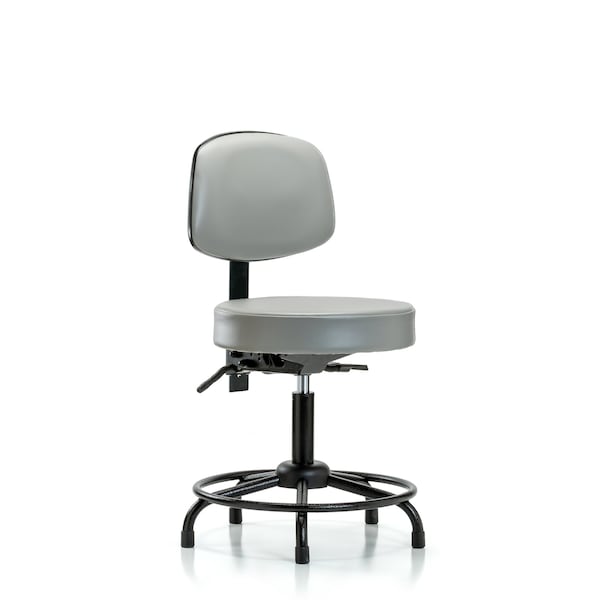 Vinyl Stool, Back, Desk, Round Tube Base, Tilt, Glides, Sterling