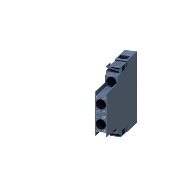 auxiliary switch, lateral, 2 NO, on the left: 53/54, 63/64, on the right: