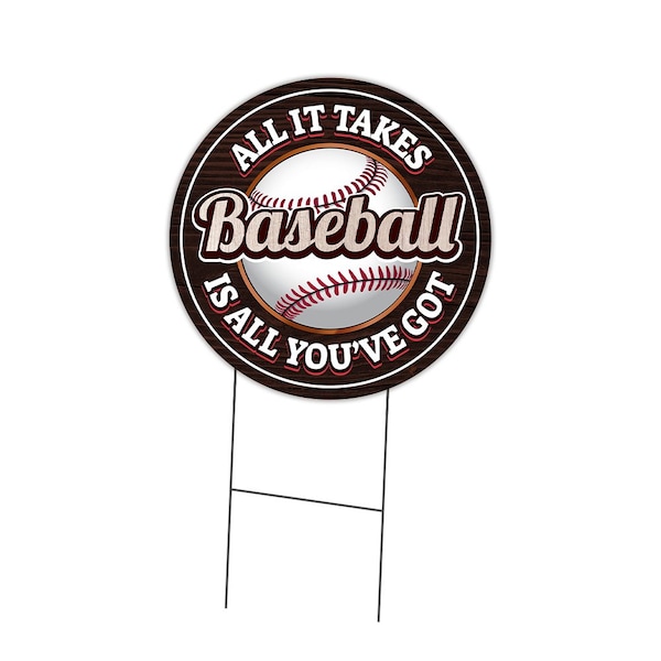 Baseball Double Sided Corrugated Plastic Circle Yard Sign