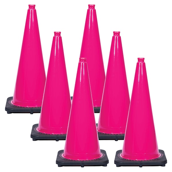 28" Safety Pink Traffic Cones (6-Pack)