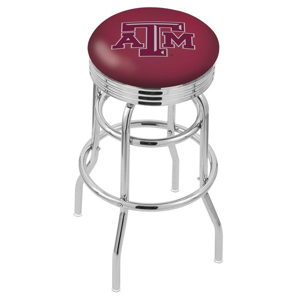 25" Chrome 2-Ring Texas A&M Swivel Bar Stool, Accent Ring