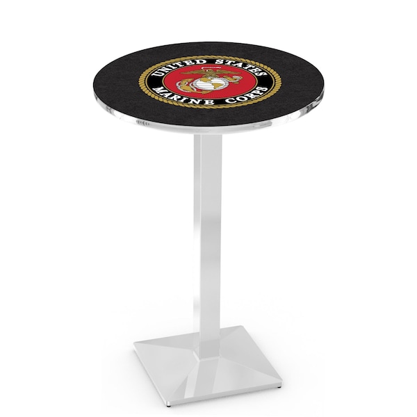 42" Chrome U.S. Marines Pub Table, 36" dia. Top