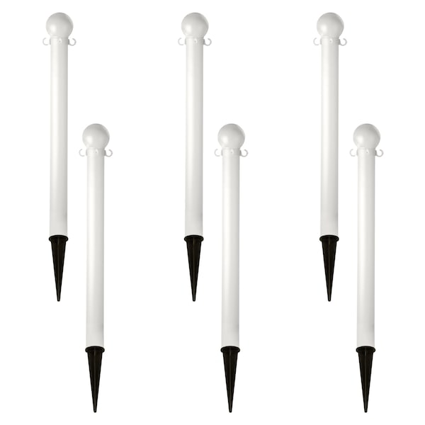 3" White Ground Pole (6-Pack)