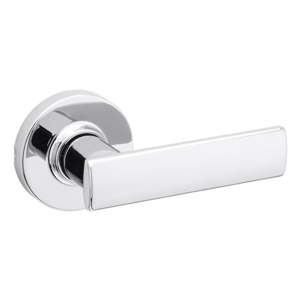 Breton Lever with Round Rose Passage Door Lock with 6AL Latch and RCS Strike Bright Chrome Finish
