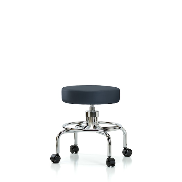 Screw-Lift Stool, Vinyl, CR, Casters, Navy