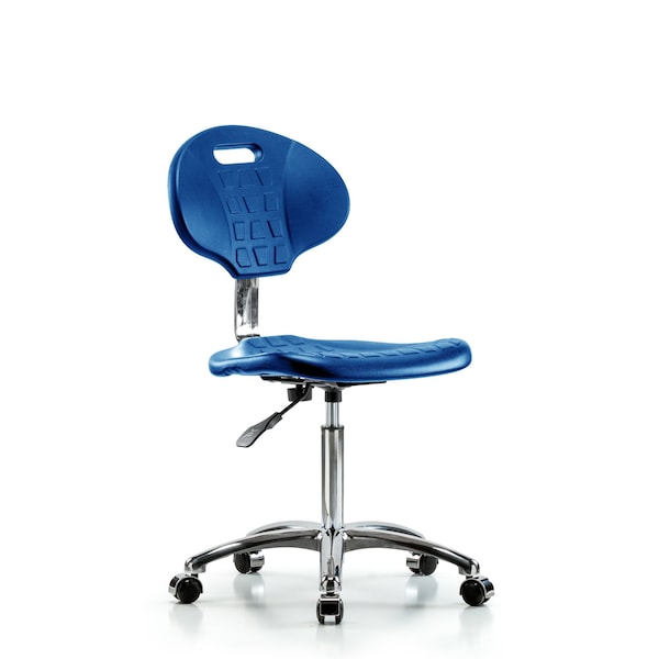 Erie Poly Clean Room Chair, Med Bench, Casters, Blue